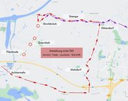 Fahrstrecke während der Bauarbeiten Nortorf:Kiel
