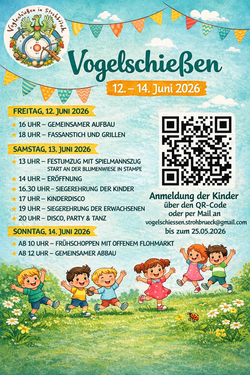 Plakat vom Vogelschießen in Strohbrück 2026