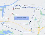 Fahrstrecke während der Bauarbeiten Kiel : Nortorf